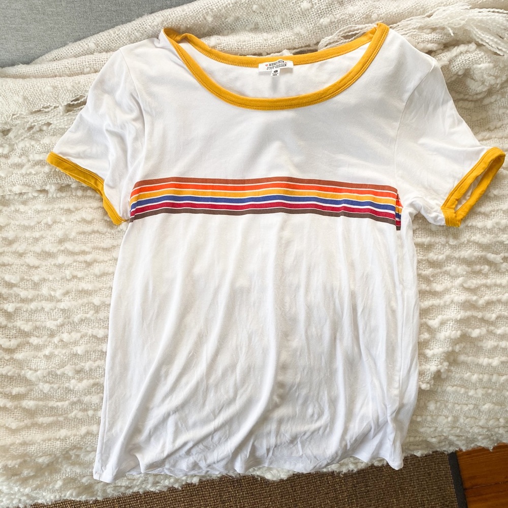 Rainbow striped retro tee